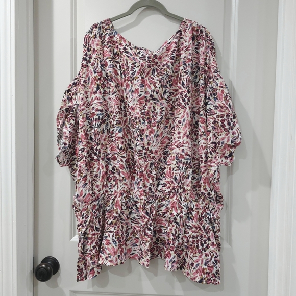 LASCANA Nwt Floral Print Dolman Sleeve Surplice Front Blouse, Elastic Waist, 2X - Picture 11 of 15
